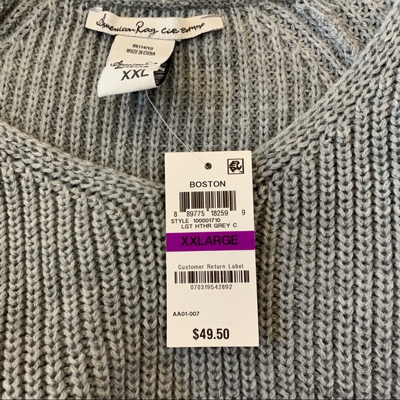 American Rag Light Gray Sweater Bell Tie Sleeves - Picture 10 of 15